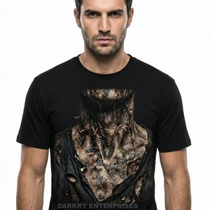 T-shirt personnalisé en gros pour hommes, motif floral tête de mort, impression numérique haute définition, col rond en coton, vêtement de mode - Product Image 5