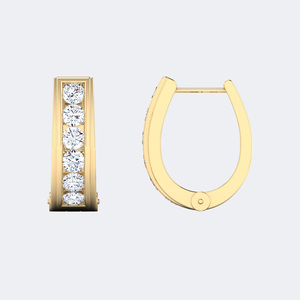 Pendientes de aro anchos con diamantes de corte redondo de 1.75 quilates y engaste de canal - Product Image 3