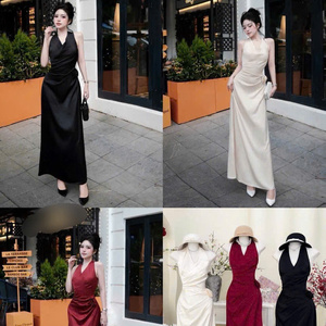 เดรสยาวทรงสวยสง่า เรียบหรู สำหรับผู้หญิง ผ้าซิลค์ ซักได้ ใส่สบาย เหมาะสำหรับโอกาสต่างๆ ทั้งแบบลำลองและเป็นทางการ  ทรงเข้ารูปช่วงเอว - Product Image 6