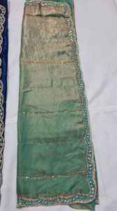 Saree en soie organza pure avec fil Zari paillettes pièce de chemisier long de Style indien pour les femmes pour les mariages et les fêtes - Product Image 2