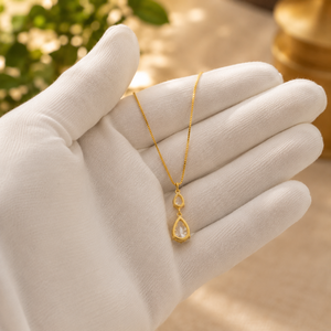 Collar con Colgante de Oro Amarillo Plateado, Collar con Diamante en Forma de Lágrima, Joyería Minimalista de Moissanita para Mujer, para Fiesta - Product Image 6
