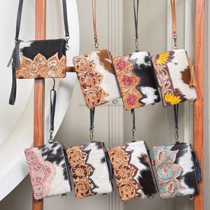 Factory Direct Wholesale Luxury Crossbody Shoulder Bag Hand Tooled Leather Wristlet Purse & Handbag 2025 Messenger Bag for Women - Product Image 4