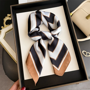 2026 Fashion square <b>scarf</b> for Women Hair Band Soft Neckerchief Vintage Hijab Stripe Print Headscarf Female Pashmina Bandana - Product Image 5