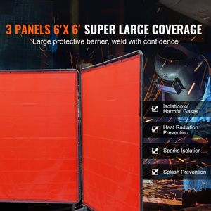 Marco de pantalla de vinilo ignífugo de 3 paneles de 6 x 6 con 12 soportes giratorios para una protección conveniente en soldaduras y trabajos con fuego - Product Image 4