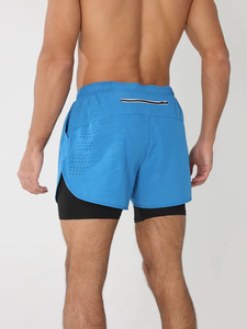 Trendy Double <b>Layer</b> Shorts for Summer Fitness Men’s Compression Workout Shorts Wholesale Durable Two in One Athletic Shorts - Product Image 6