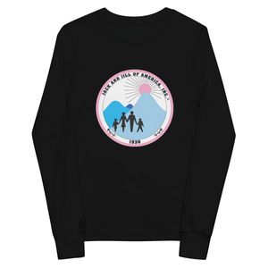 เสื้อสเวตเชิ้ตแขนยาวคอกลมสีดำสำหรับวัยรุ่นพร้อมโลโก้แจ็คแอนด์จิลออฟอเมริกา 1938 เสื้อสวมหัวผ้าฝ้ายลำลองสำหรับวัยรุ่นทุกวัน - Product Image 1