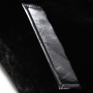 Men's Winter Wool Blend <b>Coat</b> <b>With</b> Faux <b>Fur</b> Collar And <b>Leather</b> Trim Full Sleeve Windproof Jacket - Product Image 5