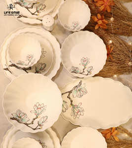 Service de table de luxe haut de gamme en porcelaine fine, 29 pièces, avec une élégance florale raffinée - Product Image 2