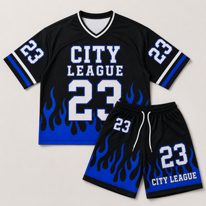 Custom <b>Mesh</b> Jersey and Basketball Shorts <b>Set</b> 100% Polyester Oversized Streetwear <b>Two</b> <b>Piece</b> OEM - Product Image 5