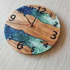 Handmade Olive Wood & Epoxy Resin Wall <b>Clock</b> Custom Resin Wall <b>Clock</b> for Home Living Room Hot Selling - Product Image 2