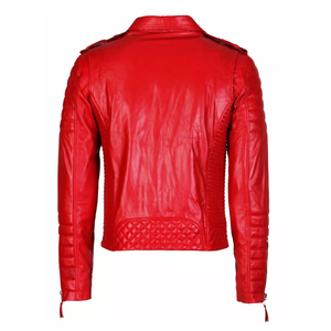 Veste de moto en cuir véritable bleu pour homme HELLERITE INDUSTRY, respirante, fermeture éclair, col rabattu, coupe ajustée, pour l'hiver - Product Image 5