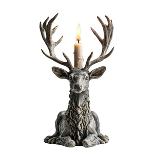 Porte-bougie rond en métal au design élégant, motif cerf de la forêt, fait main, décoration de Noël, décoration de salon, décoration de table - Product Image 2