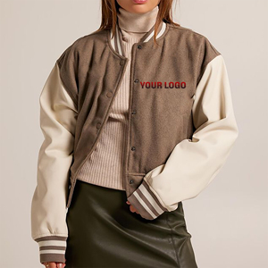 Veste universitaire courte de haute qualité pour femmes, logo personnalisé, veste universitaire tendance avec logo brodé personnalisé, vente en gros pour femmes - Product Image 4