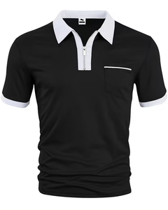 Direct Factory Wholesale OEM Custom Logo 100% Polyester 220 GSM Anti-Wrinkle Men's Short Sleeve <b>Polo</b> <b>Shirts</b> <b>Zip</b> Closure <b>Neck</b> - Product Image 2