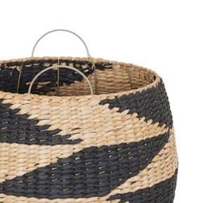 <b>Large</b> Water Hyacinth <b>Basket</b> with Zebra Pattern Handmade <b>Storage</b> <b>Basket</b> for Laundry Blanket Toy Home Decoration - Product Image 2