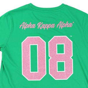 Green Pink Three Letter Glitter Shirt Women Casual Short Sleeve <b>Top</b> Fashion Apparel Soft Fabric Tee Stylish Graphic Design - Product Image 4