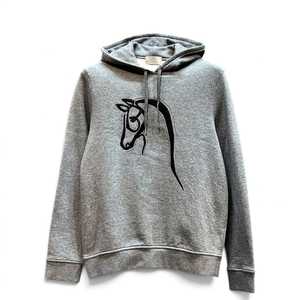 NUEVA Sudadera con Capucha Gris con Estampado de Cabeza de Caballo, Sudadera de Forro Polar con Estampado Animal - Product Image 1