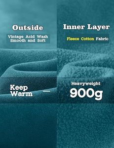 เสื้อฮู้ดดี้วินเทจฟอกสีสไตล์ยูนิเซ็กซ์ทรงโอเวอร์ไซส์ ผ้าฝ้ายฟลีซแบบมีฮู้ด - Product Image 4