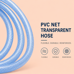 Manguera de PVC de 9.5mm DI y 15.5mm DE, Rollo de 45m, Transparente, Reforzada con Trenzado, Flexible, para Transferencia de Agua, Manguera de Succión Flexible - Product Image 1