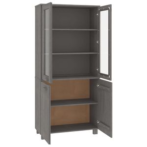 Juego de 2 armarios altos de madera de pino macizo y MDF con vidrio, color gris claro, para sala de estar - Product Image 5