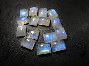 Cabochon en pierre de lune octogonale, pierre de lune arc-en-ciel calibrée à dos plat, pierre précieuse naturelle disponible en différentes tailles pour la bijouterie - Product Image 5