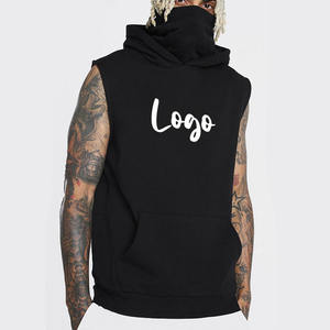 Sudadera con capucha de forro polar de algodón 100% personalizada con máscara de sherpa, nueva llegada, cuello con capucha extragrande para hombre, sin mangas - Product Image 4