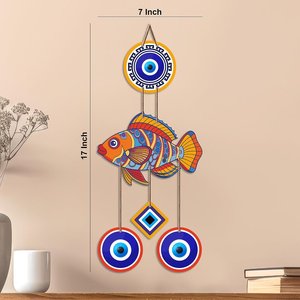 Décoration murale Fish Nazar Battu en MDF, Art déco, Œil protecteur, Vastu, pour entrée de maison - Product Image 6