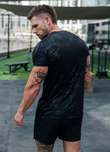 mens gym compression tshirt <b>tight</b> fit half sleeve athletic fitness wear breathable quick dry stretch sports bodybuilding sports - Product Image 2