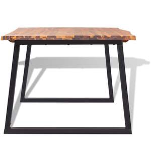 Mesa de Comedor Grande y Resistente de Madera de Acacia Sólida Marrón y Negra, Nueva e Impresionante - Product Image 4