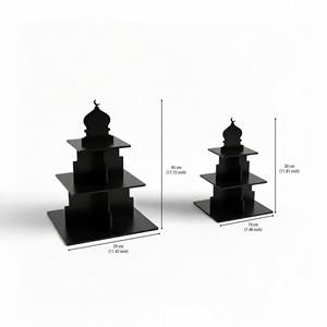 Soporte de servir de acrílico negro de 3 niveles con silueta de mezquita para presentar dátiles, dulces y postres durante el Ramadán y como decoración de mesa. - Product Image 3
