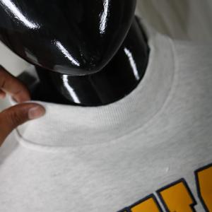 MICHIGAN ASH GREY <b>Mock</b> <b>Neck</b> Sweatshirt 100% Cotton YELLOW Applique Embroidery wide <b>neck</b> Sweatshirt Finer Threads - Product Image 6