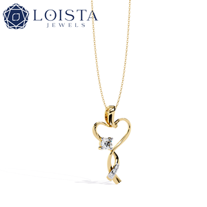 Collar con Colgante de Corazón de Diamantes en Oro Blanco para Mujer, Corte Brillante Redondo, Color G, Estilo Romántico Natural - Product Image 3