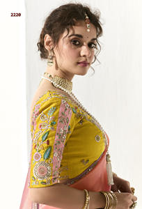 Sari de seda pesada de moda con bordado completo de hilo, lentejuelas y perlas, incluye blusa con bordado completo y blusa de diseñador - Product Image 2