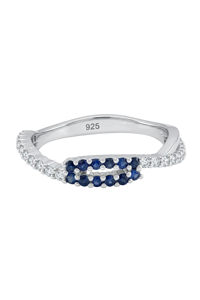 Bague en saphir bleu et diamant en argent sterling 92,5 KLSR-11899 - Product Image 1