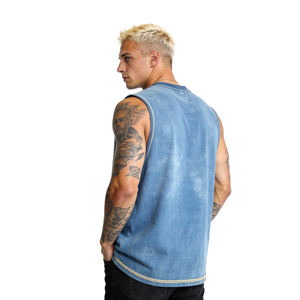 2025 Summer Men Acid Washed Vests Custom Logo Vintage <b>Distressed</b> Casual Loose Graphic Print Tank <b>Top</b> Sleeveless T Shirt for Men - Product Image 2
