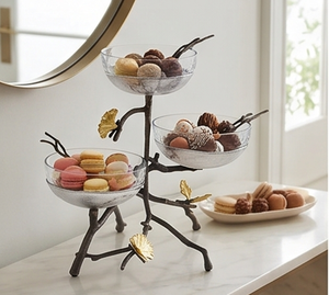Modern Metal <b>Decorative</b> Bowl Set With Branch Design And Gold <b>Butterflies</b> For Tabletop Display Elegant Home Accent - Product Image 5