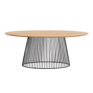 Base de Metal Industrial Estilo Jaula con Tapa Ovalada de Madera de Mango Sólida, Mesa de Comedor Moderna de Estilo Europeo para el Hogar, Cocina o Restaurante - Product Image 2