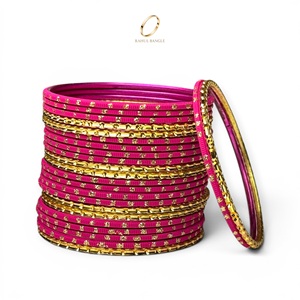 Sparkling <b>Cute</b> Premium Kids Pink Gold Plated Crystal Stainless Steel Fashion Bangles Indian Jewelry Set for Girls Party Wedding - Product Image 4
