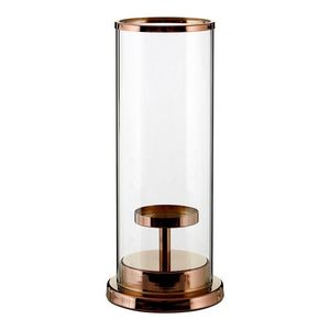 Très élégant ensemble de trois bougeoirs en verre sur pieds en métal doré, centre de table contemporain pour mariage, fête et décoration intérieure - Product Image 3