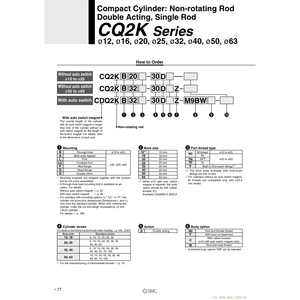 กระบอกลมคอมแพคขนาดกะทัดรัด CQ2KB20-10D ชิ้นส่วนนิวเมติก SMC - Product Image 4
