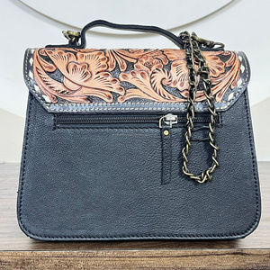 กระเป๋าถือหนังวัวแท้ลายเครื่องมือตะวันตกสำหรับผู้หญิงกระเป๋าสะพายพาดลำตัวดีไซน์แบบวินเทจพร้อมสายโซ่ - Product Image 5