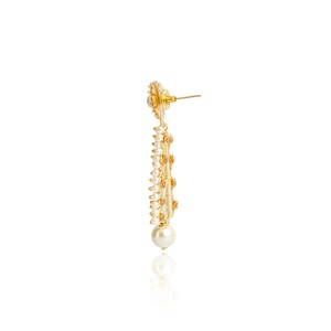 Pendientes de Aro de Latón con Flores Verdes, Bañados en Oro de 22K, Forma de Bola, Estilo Vintage Indio, Hechos a Mano, Joyería Étnica, Regalo para Mujer - Product Image 3