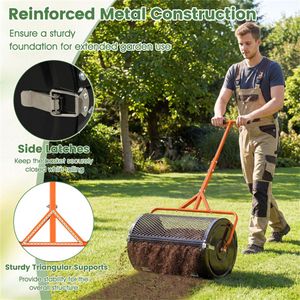 Spargitore per Prato da 24 Pollici con Rete da 0,75 x 0,5 Pollici, Spargitore di Compost per Terra, Sabbia e Fertilizzante, Colore Arancione - Product Image 4