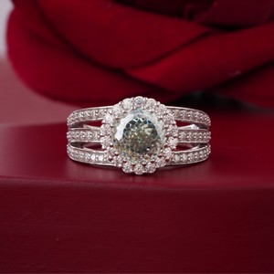 2.00 CT Fancy Green Portuguese Cut Lab Grown Diamond Solitaire <b>Ring</b> in 14K <b>Gold</b> Fashionable Statement Piece - Product Image 1