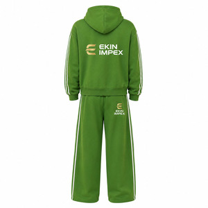 Custom Men Tracksuit Zip Up Hoodie and Sweatpants Set Oversized Streetwear Tracksuit - Product Image 4
