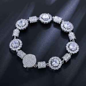 Bracelet à maillons géométriques en or 14 carats certifié IGI, serti de diamants de laboratoire ronds brillants, style hip-hop pour femme - Product Image 1