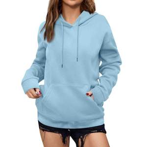 Sudadera con Capucha para Mujer, Manga Larga, Color Sólido, Tejido de Algodón, Informal, para Otoño - Product Image 3