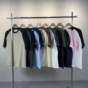 T-shirt de haute qualité en coton noir 100% avec contraste de couleur, style streetwear, manches courtes raglan, pour homme, été - Product Image 4