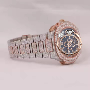Reloj de Lujo Unisex de Acero Inoxidable con Diamantes, Mecánico Analógico, Caja Redonda de 40 mm, Cristal de Zafiro, Cierre Plegable - Product Image 1