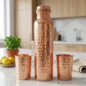 ILAHI's Hammered Copper Eco-Friendly 500ml Tumbler <b>Bottle</b> with Lid Classic Design for Home Office Travel Outdoor - Product Image 2
